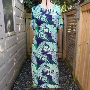 Amish Mennonite Cape Dress 42" Bust 38" Waist Rayon Blue Green Handmade Modest